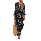 Spring Casual V-Neck Slit Maxi Tunic Boho Dress